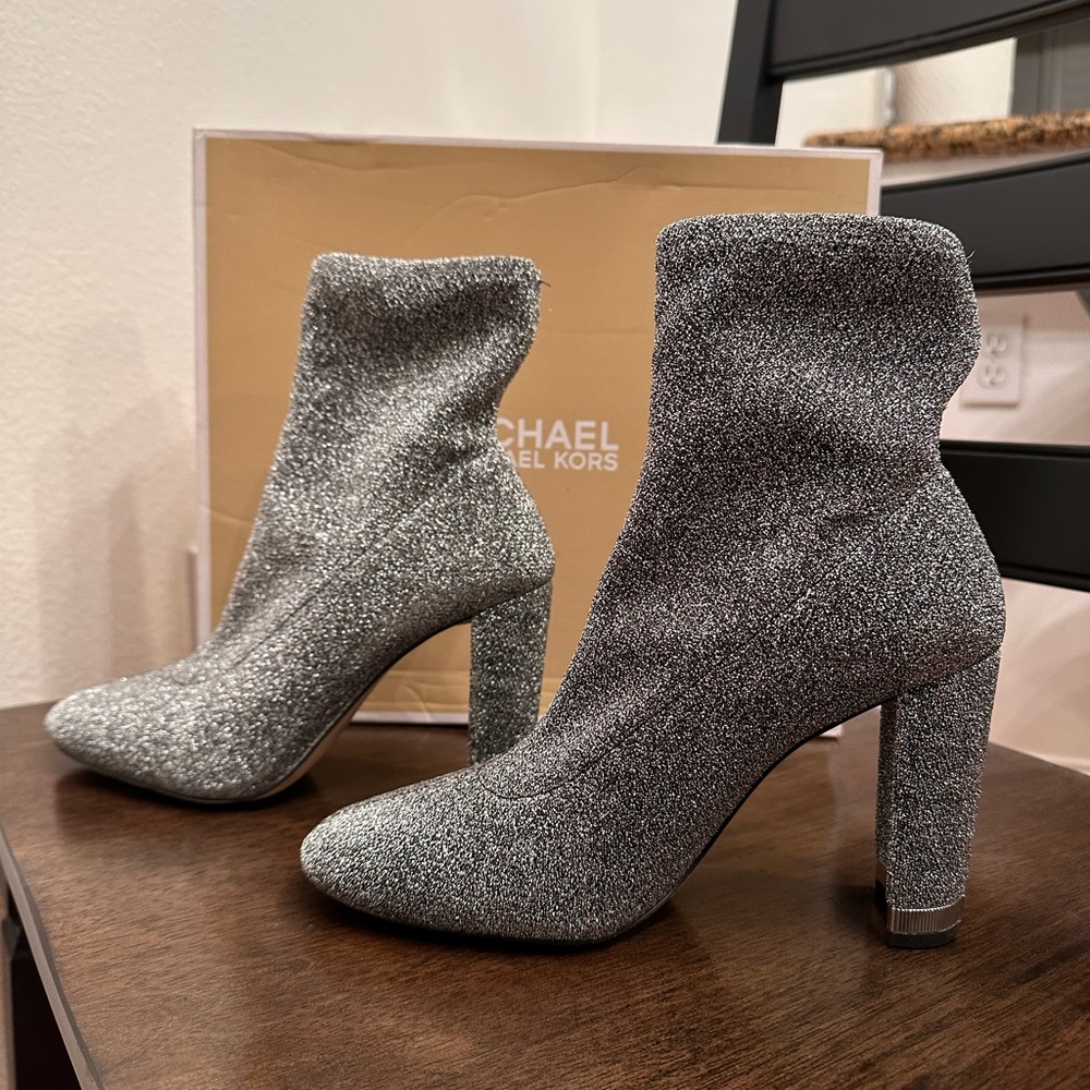Michael Kors Mandy Glitter Silver Boots